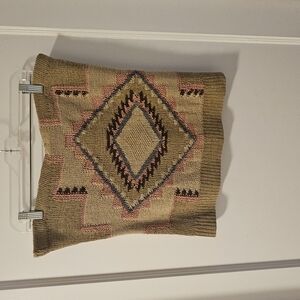 Ralph Lauren Hand Knit Scarf in Tan and Pink